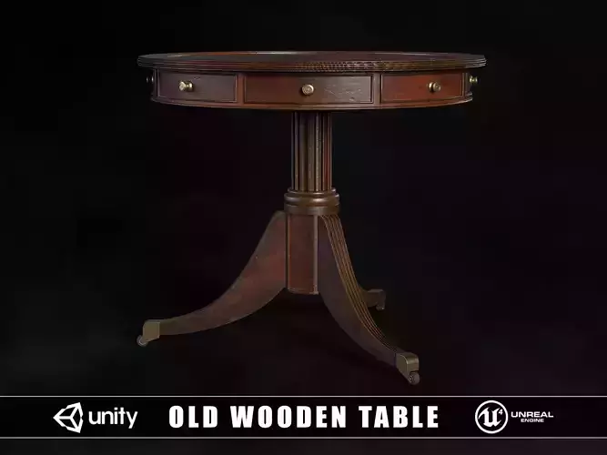Old Round Wooden Table