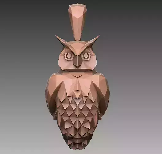 owl low poly jewelry 3D print model