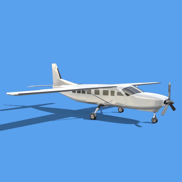Cessna grand caravan propeller airplane 3D model_2