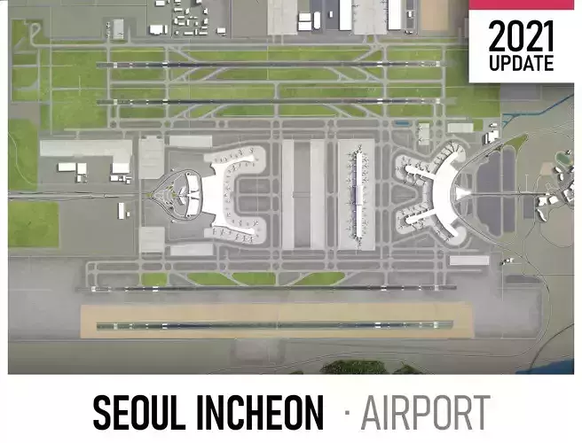 Seoul Incheon Airport Low-poly 3D model
