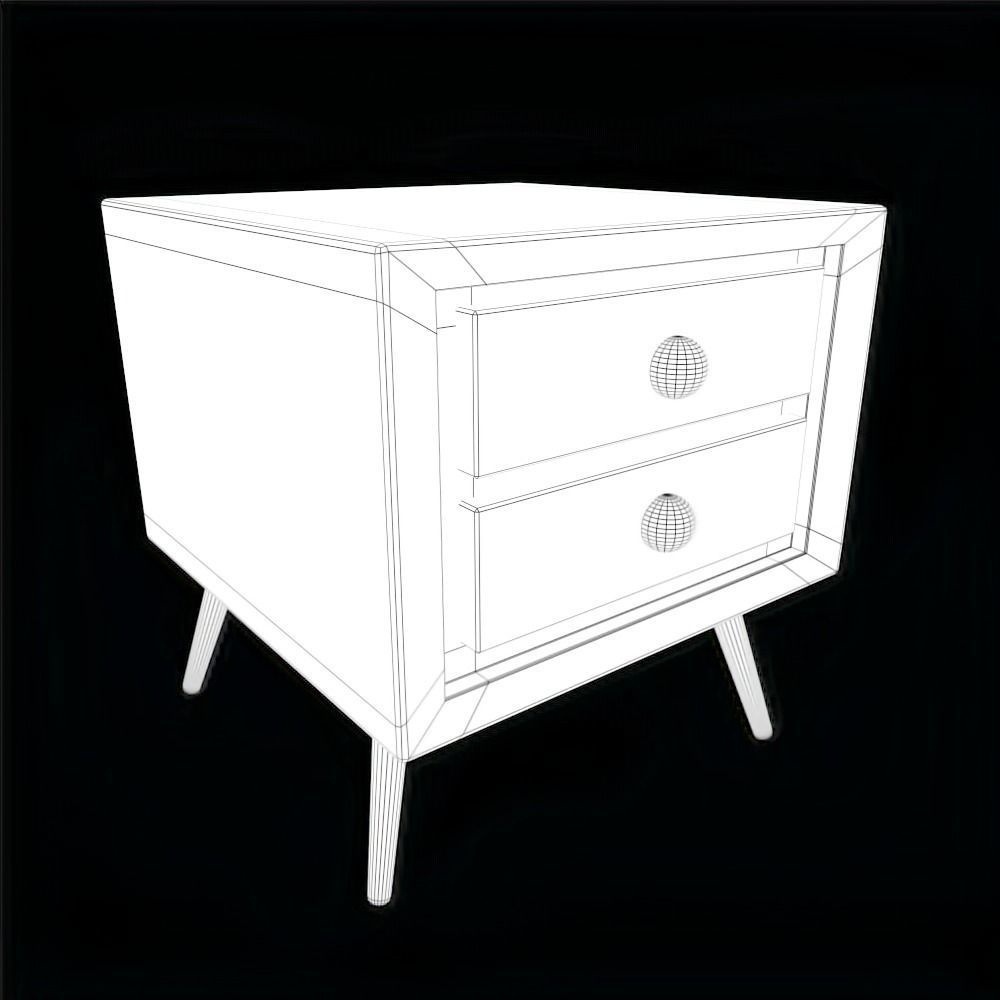 Nighstand bedside table with two drawers 3D model_3
