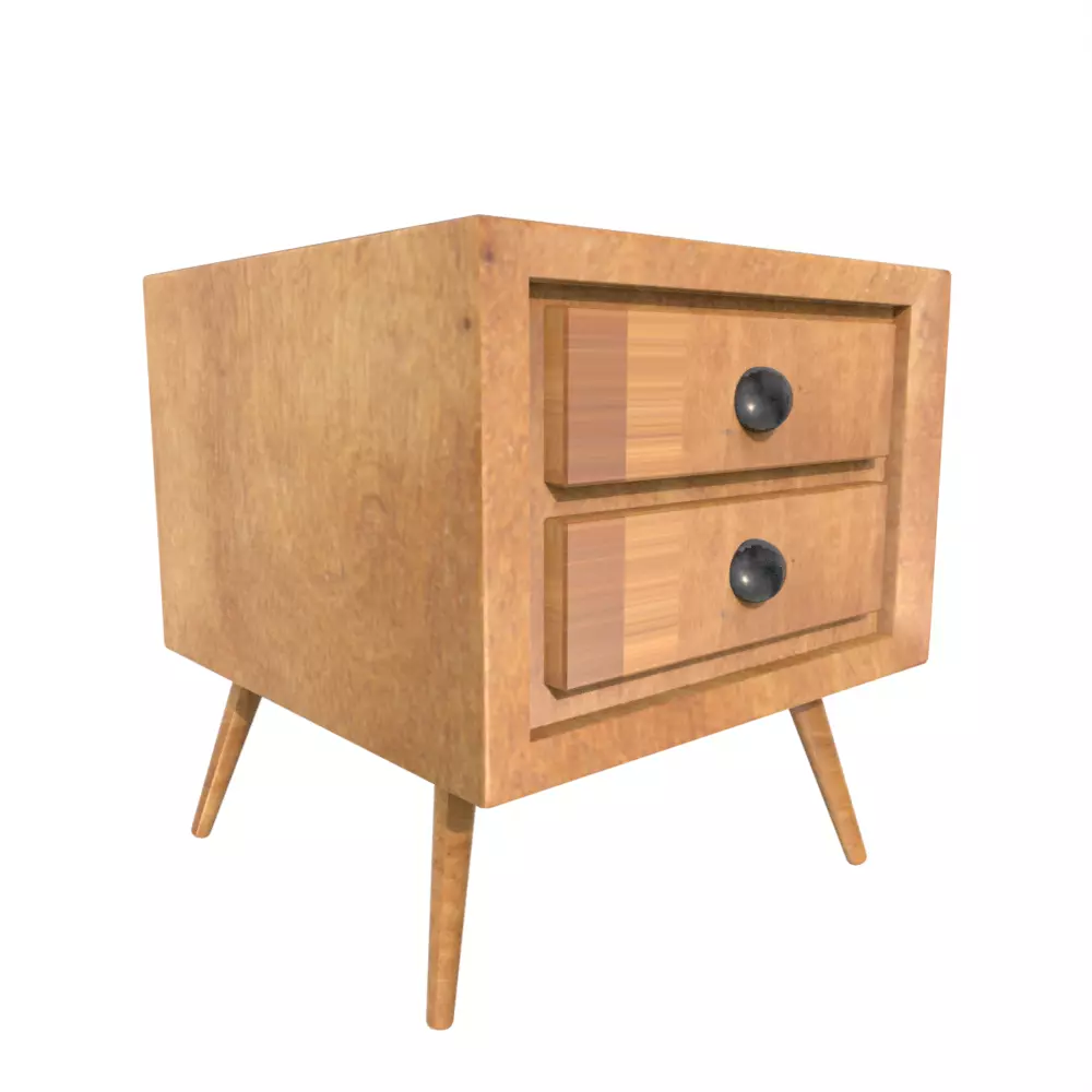 Nighstand bedside table with two drawers 3D model_1