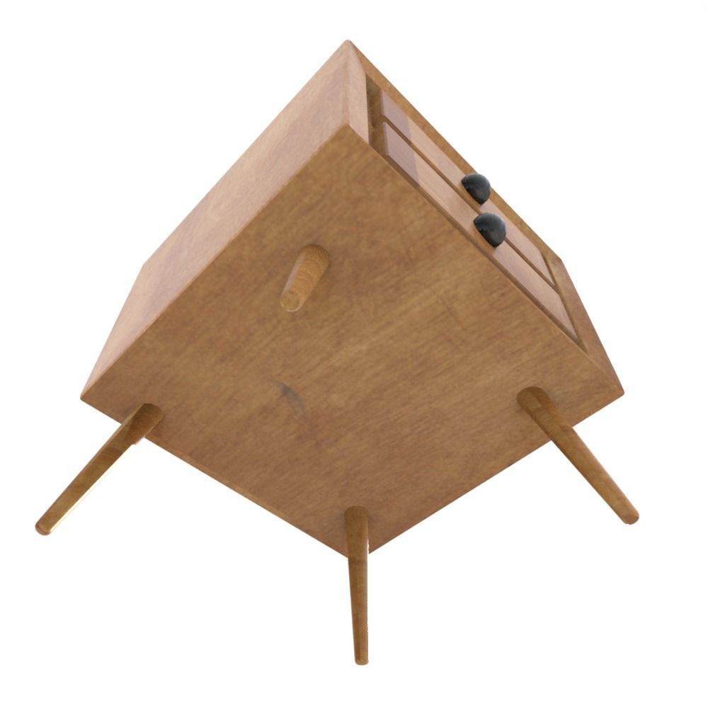 Nighstand bedside table with two drawers 3D model_5