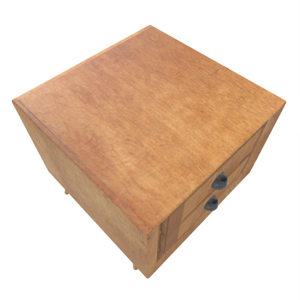 Nighstand bedside table with two drawers 3D model_4