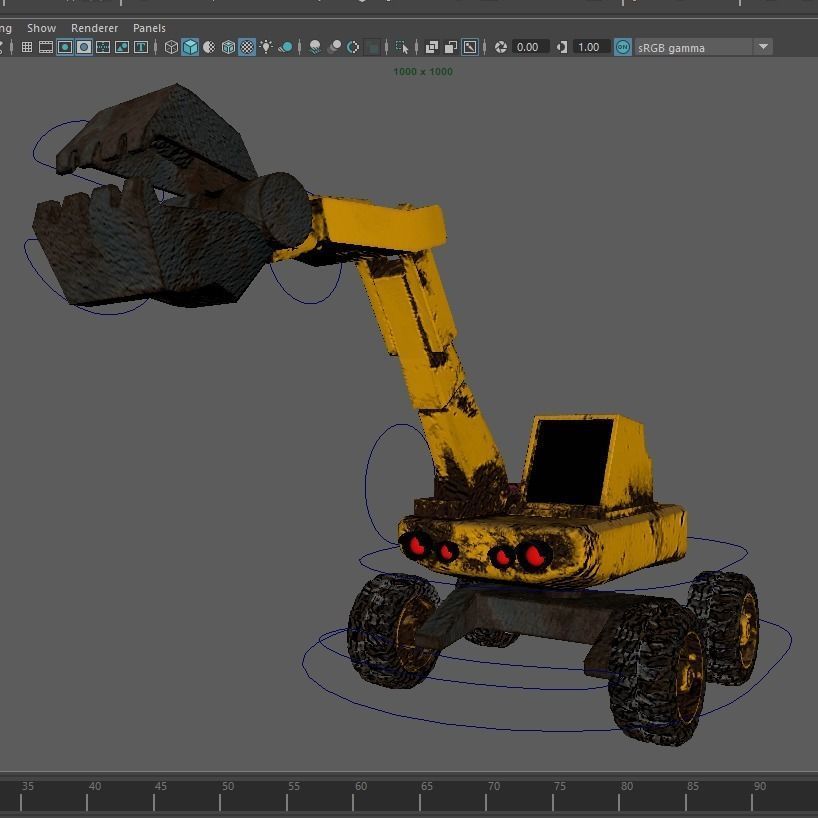 Rigged Excavator 3D model_2
