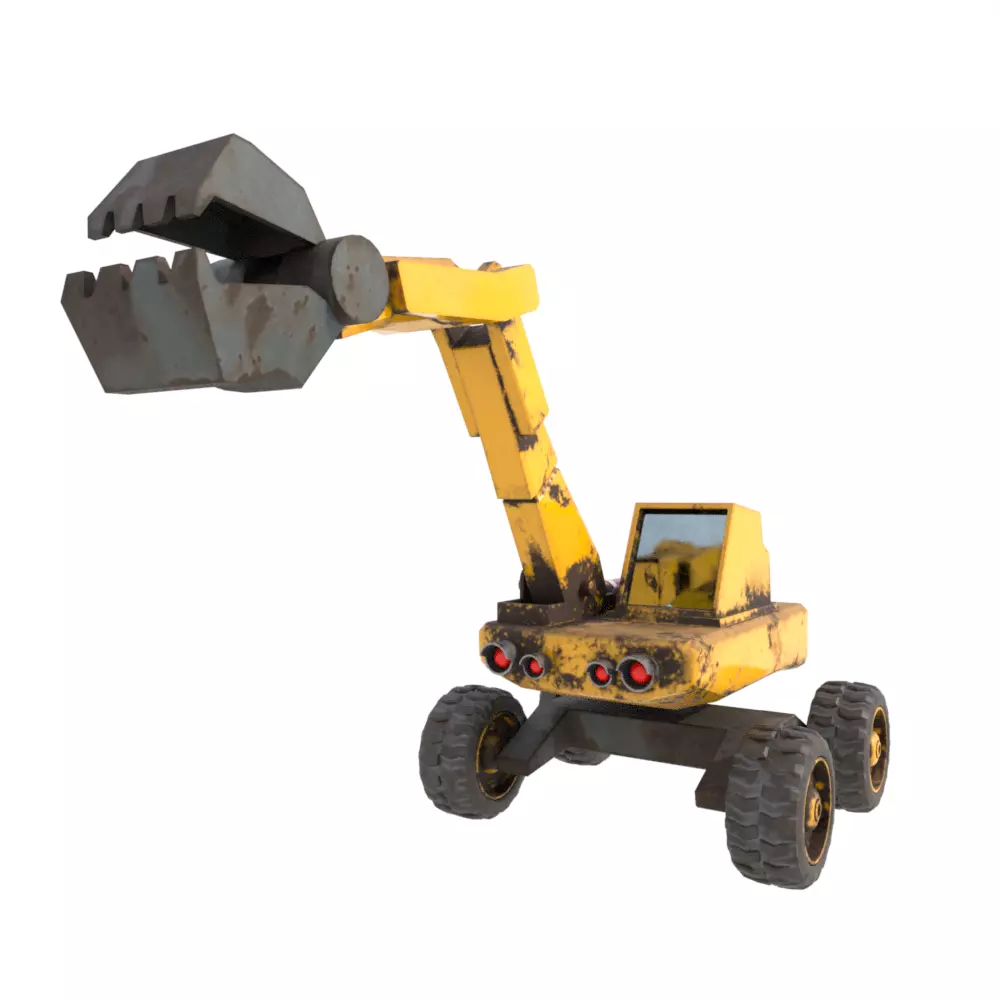 Rigged Excavator 3D model_0