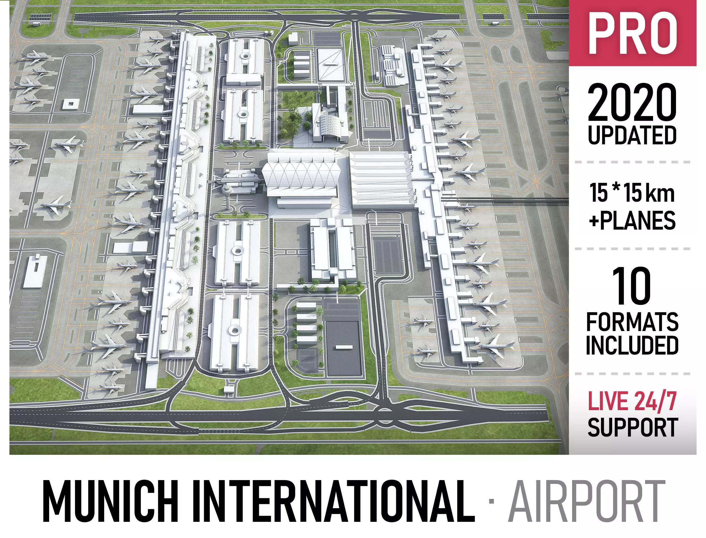 Munich Airport Low-poly 3D model_0