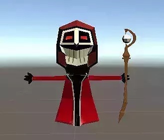 Skeleton Low Poly character with cloak and scythe