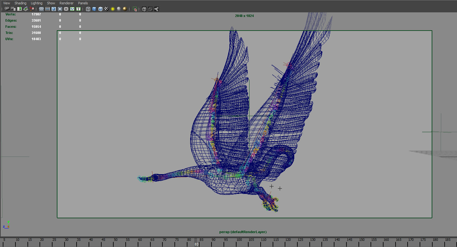 swan rigged flying animation model 3D model_12
