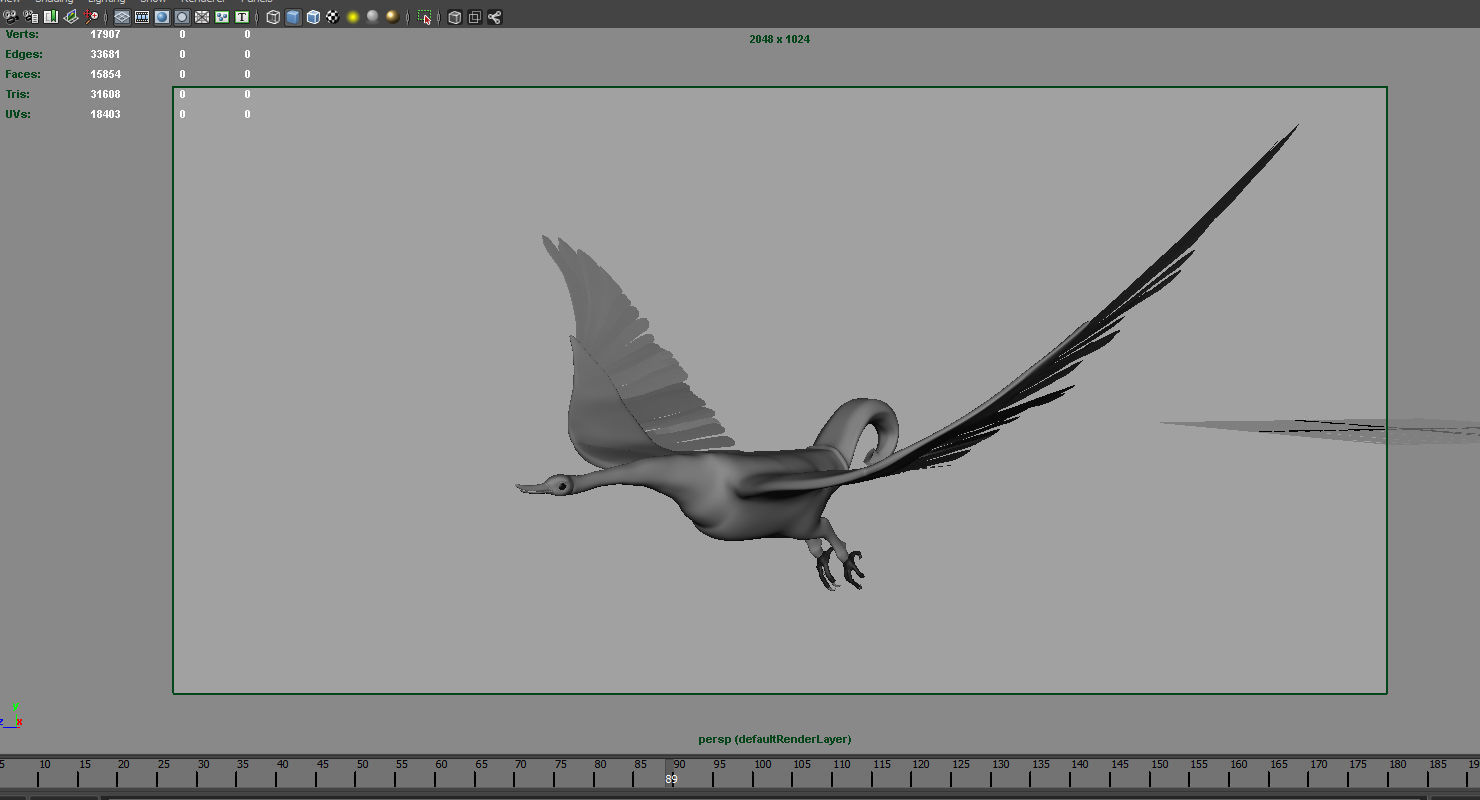 swan rigged flying animation model 3D model_10