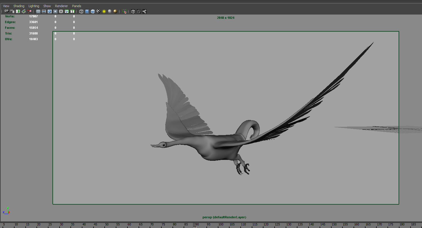 swan rigged flying animation model 3D model_20