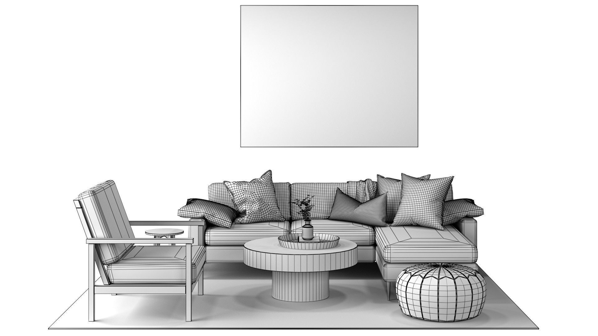 Living A - Neutral Soft Low-poly 3D model_9