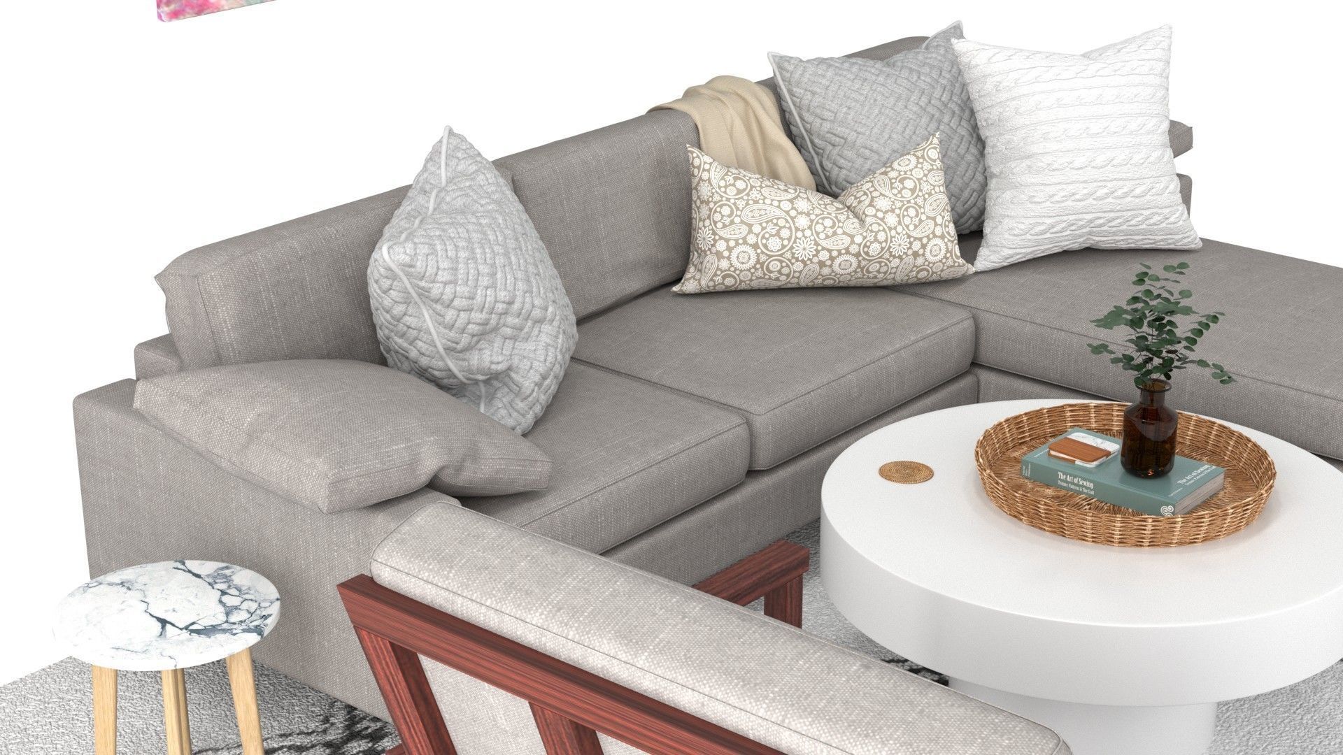 Living A - Neutral Soft Low-poly 3D model_4