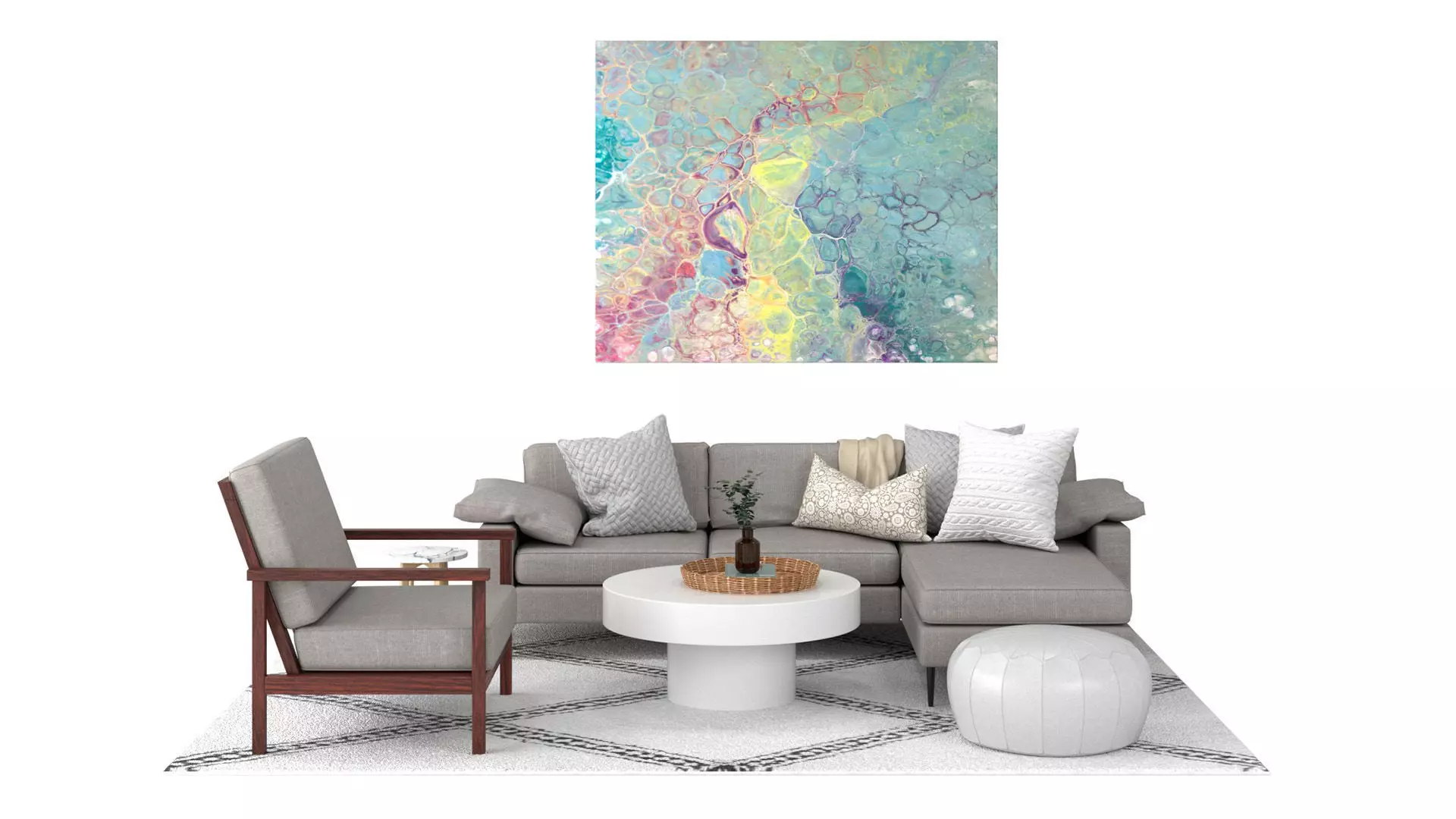 Living A - Neutral Soft Low-poly 3D model_0