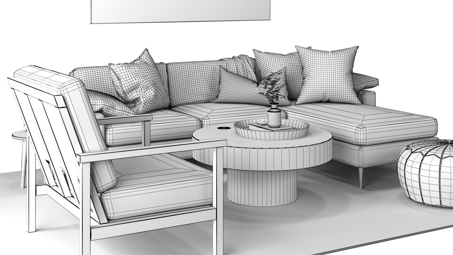 Living A - Neutral Soft Low-poly 3D model_7