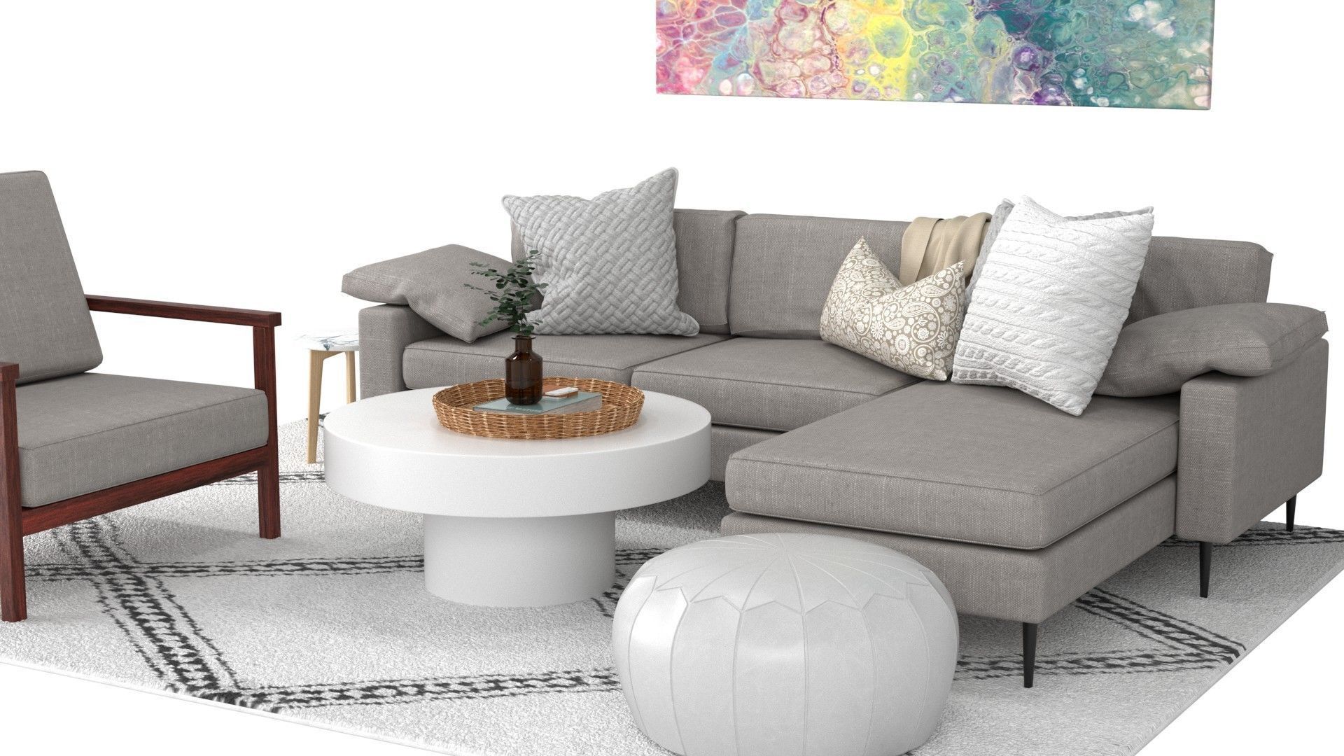 Living A - Neutral Soft Low-poly 3D model_1