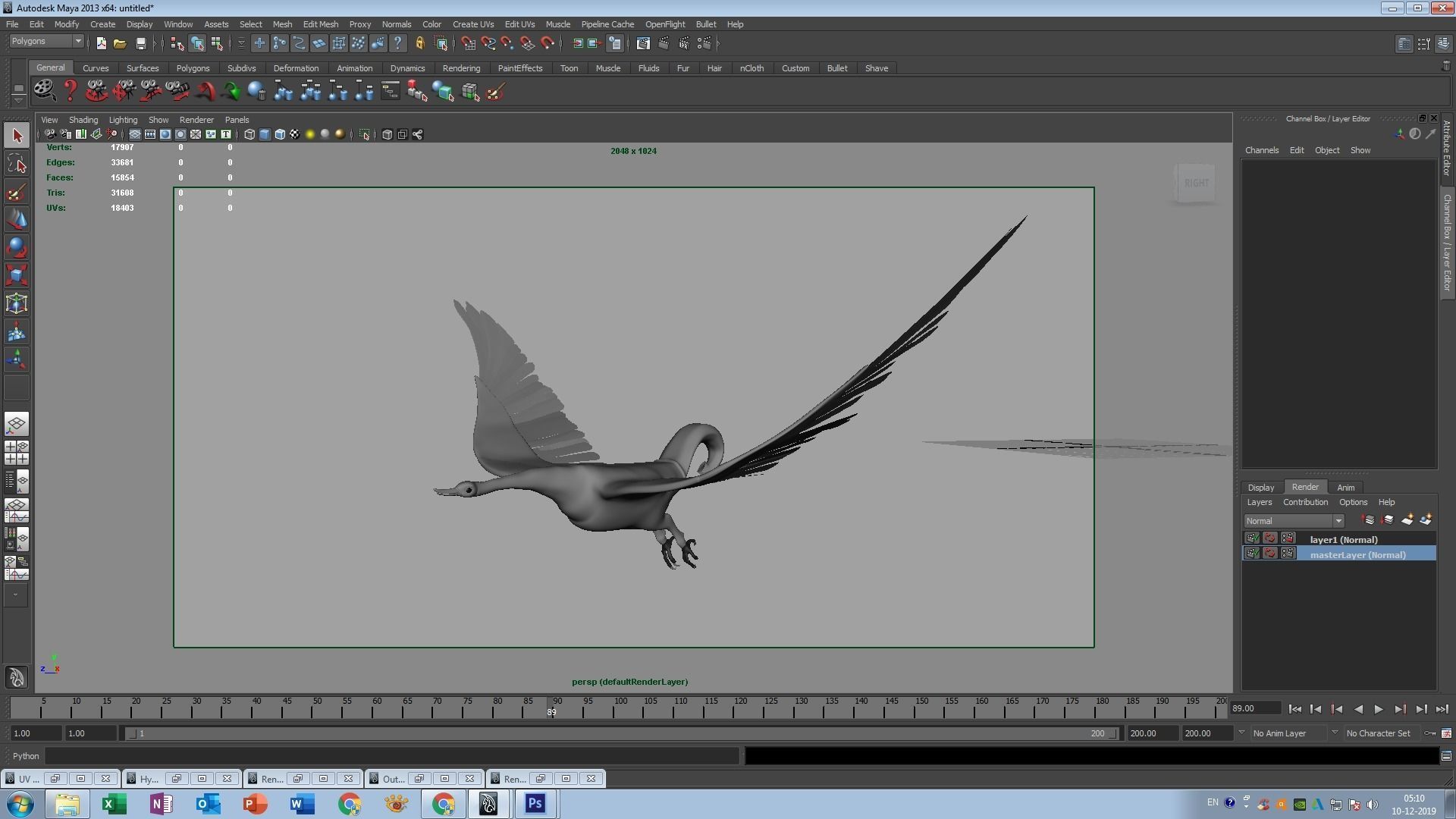 swan 3d model flying in air 3D model_5