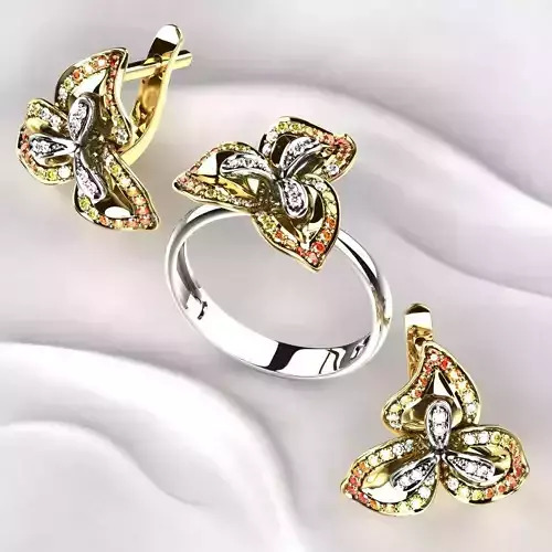 Flower Ring with Earrings