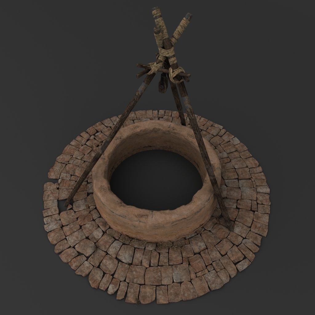 The Well tepee with sticks 3D model_6