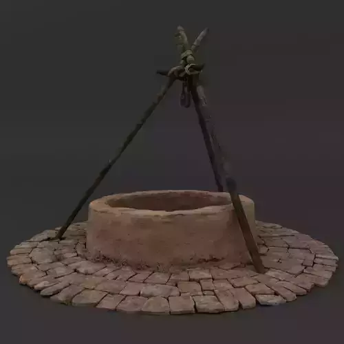 The Well tepee with sticks 3D model
