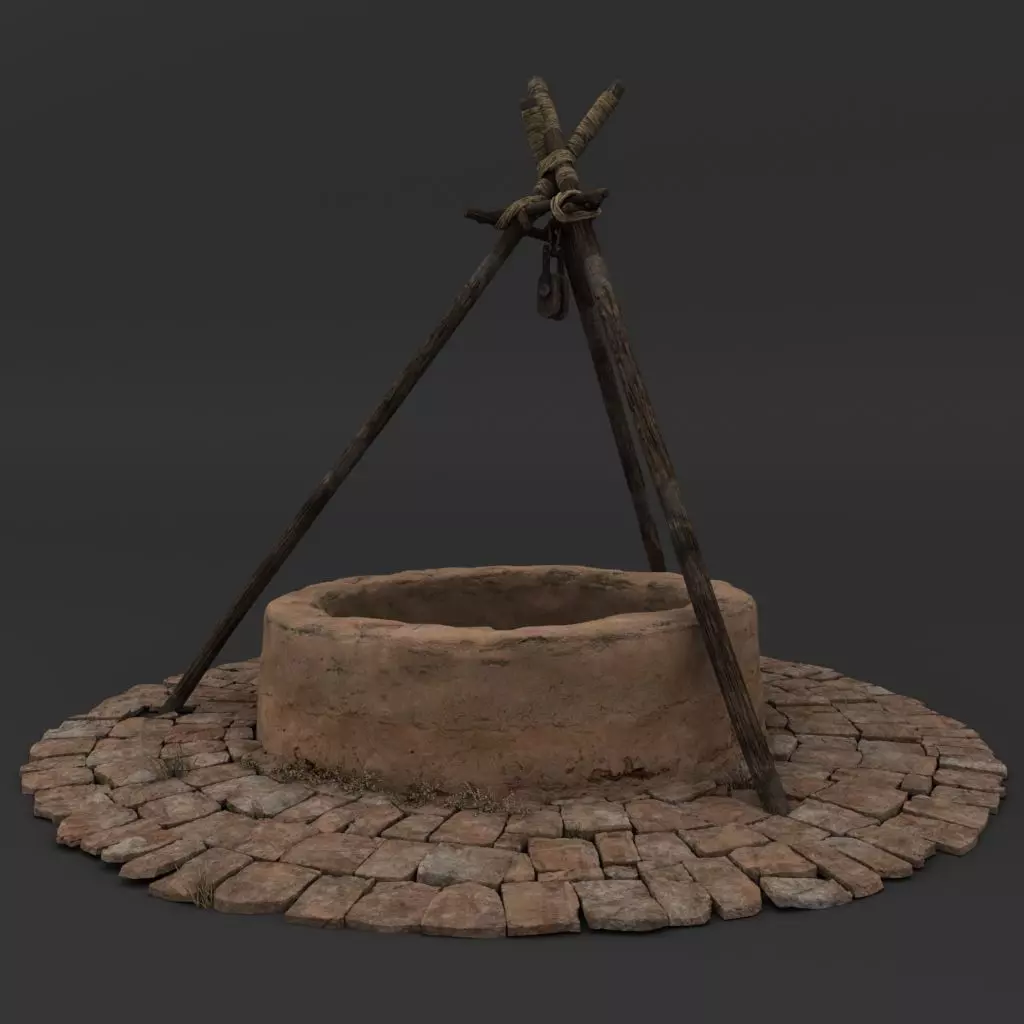 The Well tepee with sticks 3D model_0