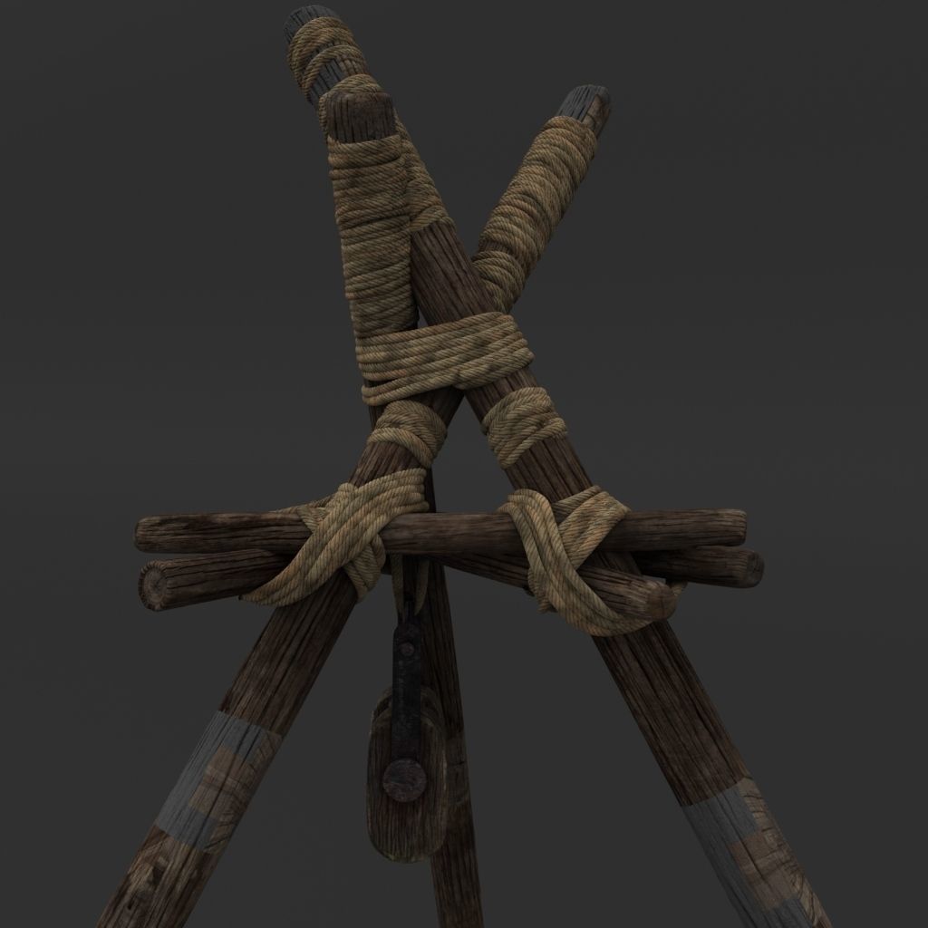 The Well tepee with sticks 3D model_5