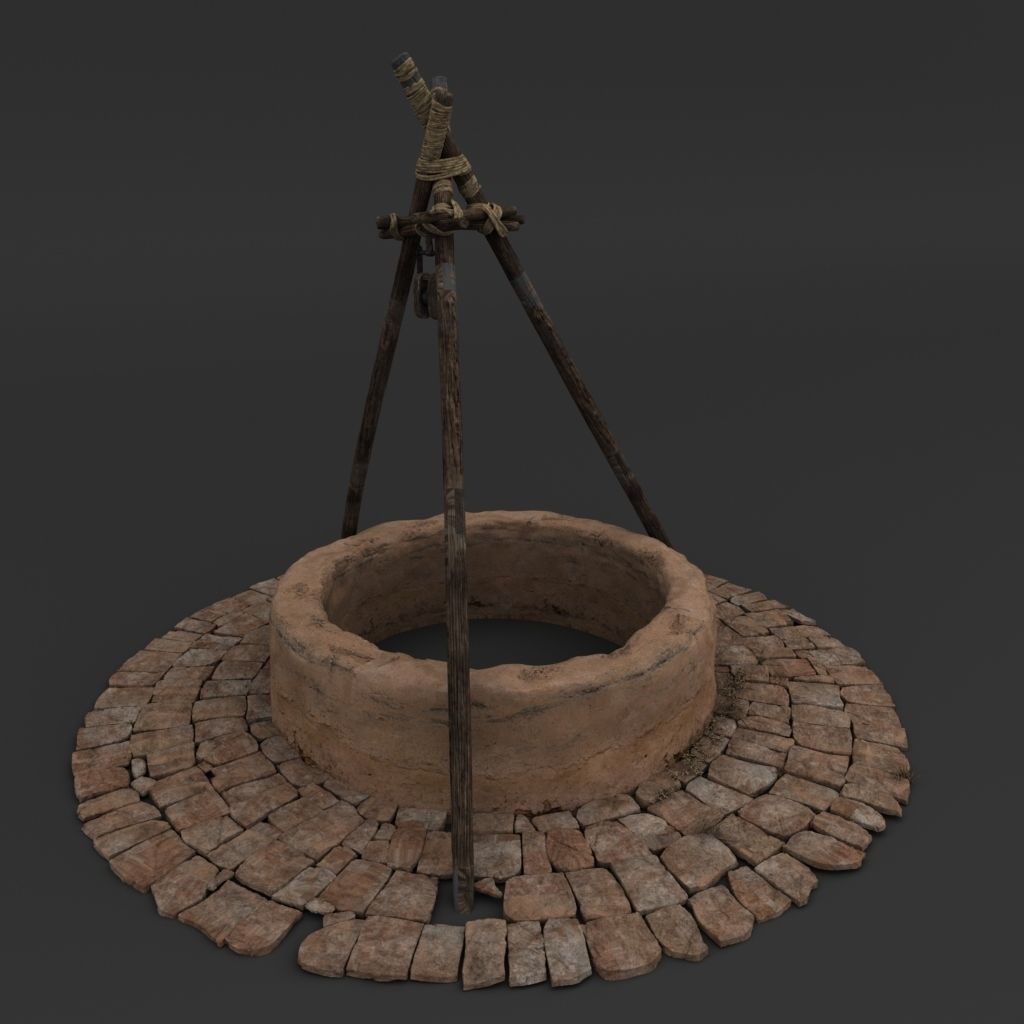 The Well tepee with sticks 3D model_1