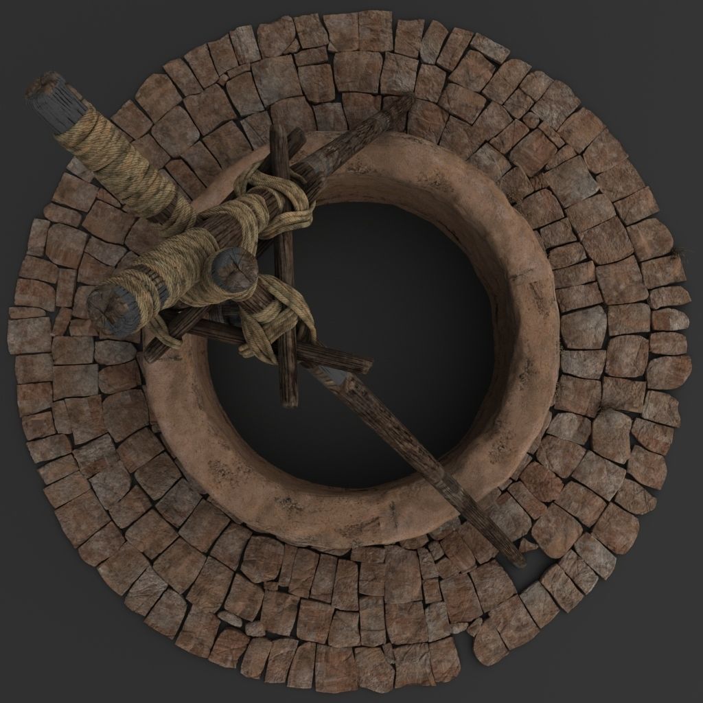 The Well tepee with sticks 3D model_4