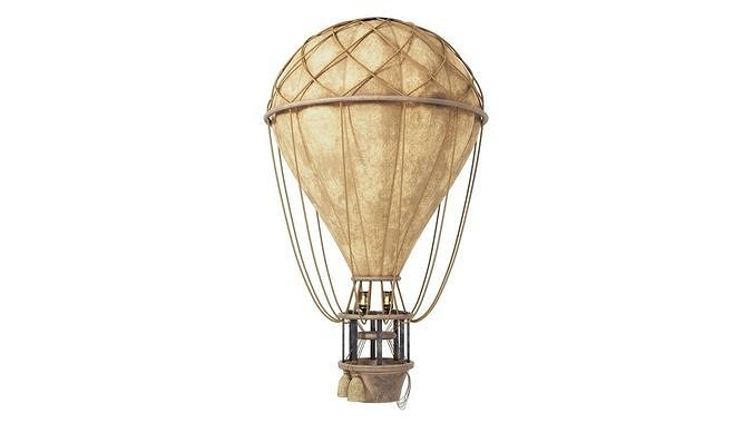 Vintage Hot Air Balloon Low-poly 3D model