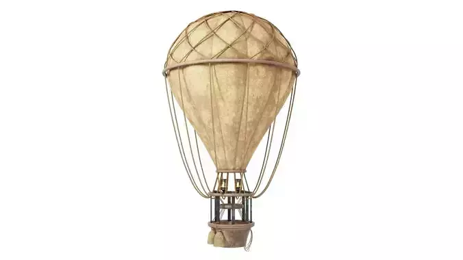 Vintage Hot Air Balloon Low-poly 3D model