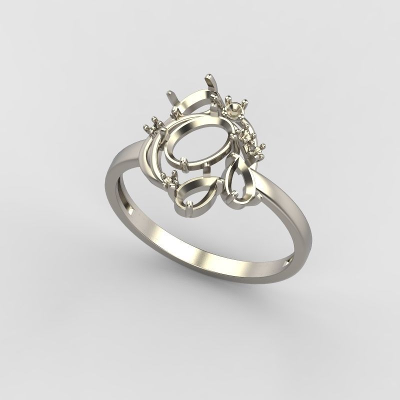 Women Ring with gems and diamonds 3dm stl 3D print model 3D print model_16
