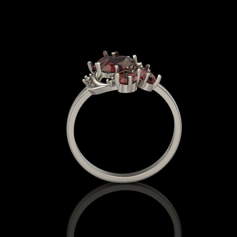 Women Ring with gems and diamonds 3dm stl 3D print model 3D print model_6
