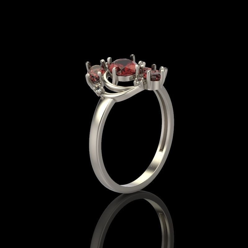 Women Ring with gems and diamonds 3dm stl 3D print model 3D print model_5