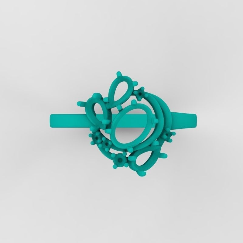 Women Ring with gems and diamonds 3dm stl 3D print model 3D print model_20