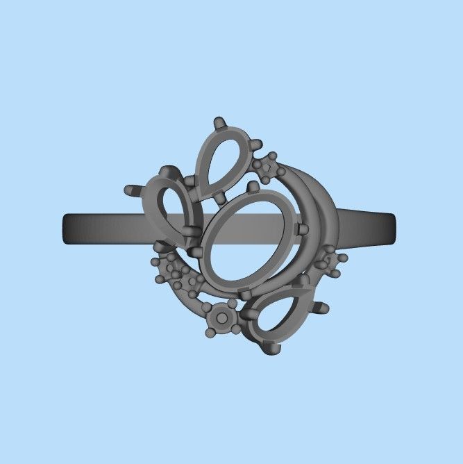 Women Ring with gems and diamonds 3dm stl 3D print model 3D print model_44