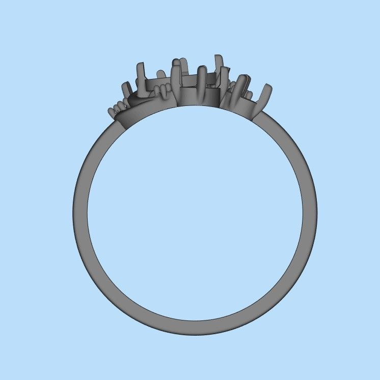 Women Ring with gems and diamonds 3dm stl 3D print model 3D print model_38