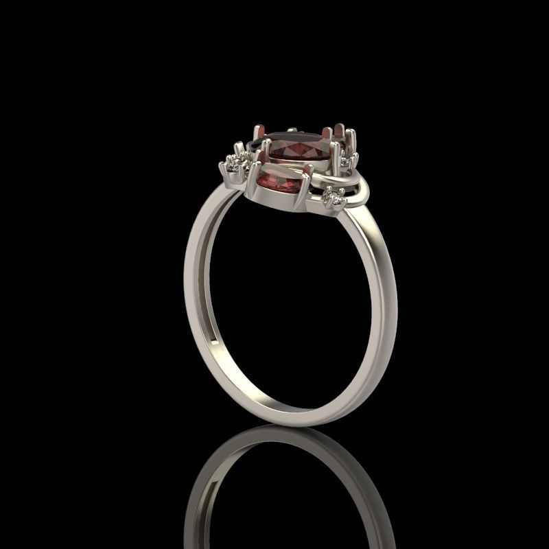 Women Ring with gems and diamonds 3dm stl 3D print model 3D print model_4