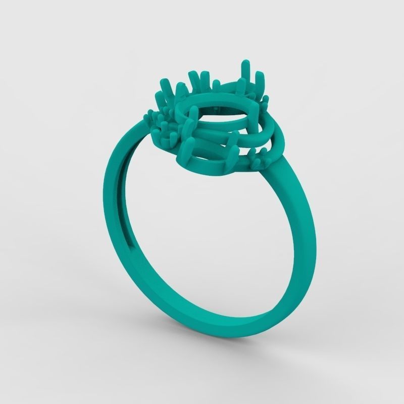 Women Ring with gems and diamonds 3dm stl 3D print model 3D print model_26