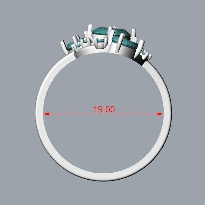 Women Ring with gems and diamonds 3dm stl 3D print model 3D print model_31