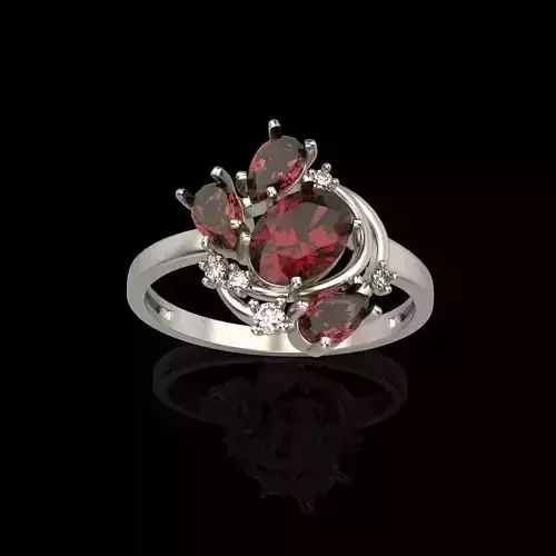 Women Ring with gems and diamonds 3dm stl 3D print model