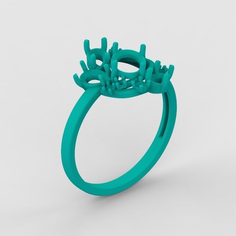 Women Ring with gems and diamonds 3dm stl 3D print model 3D print model_25