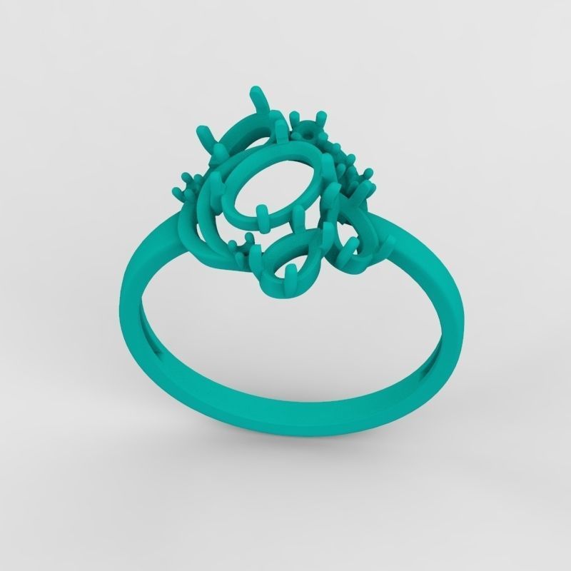 Women Ring with gems and diamonds 3dm stl 3D print model 3D print model_22