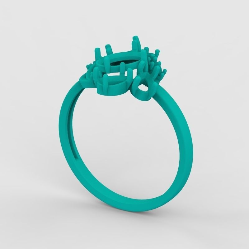 Women Ring with gems and diamonds 3dm stl 3D print model 3D print model_24