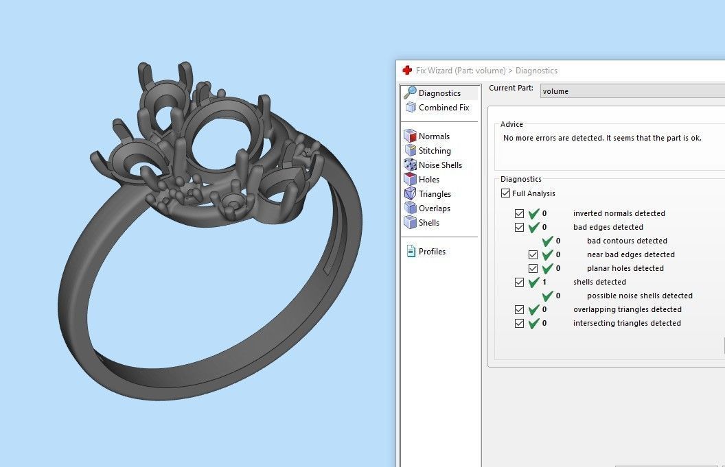 Women Ring with gems and diamonds 3dm stl 3D print model 3D print model_41