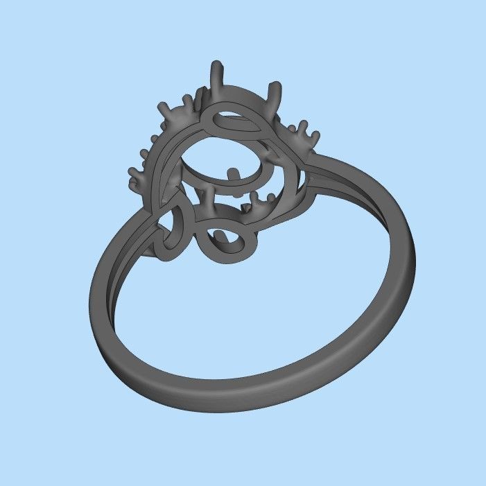 Women Ring with gems and diamonds 3dm stl 3D print model 3D print model_35