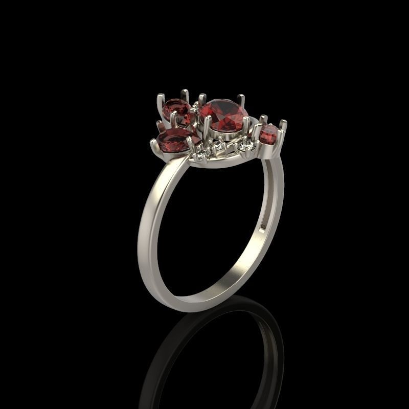 Women Ring with gems and diamonds 3dm stl 3D print model 3D print model_8