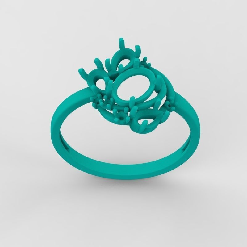 Women Ring with gems and diamonds 3dm stl 3D print model 3D print model_21