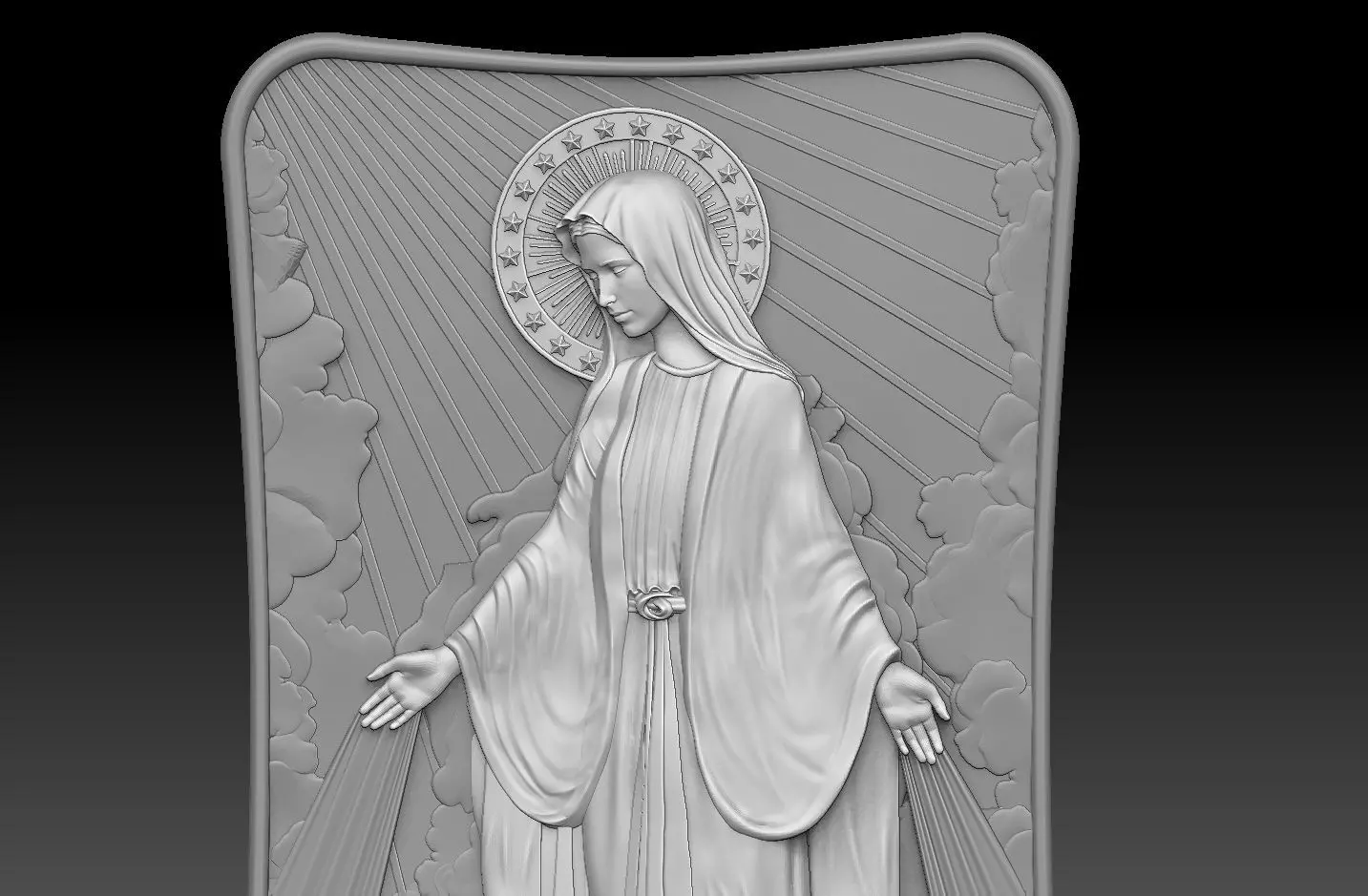 mother of Jesus Christ Mary Relief 3D print model