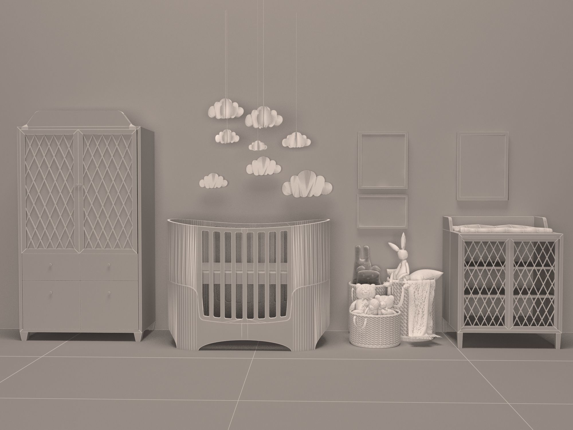 Leander baby furniture set 3D  3D model_1