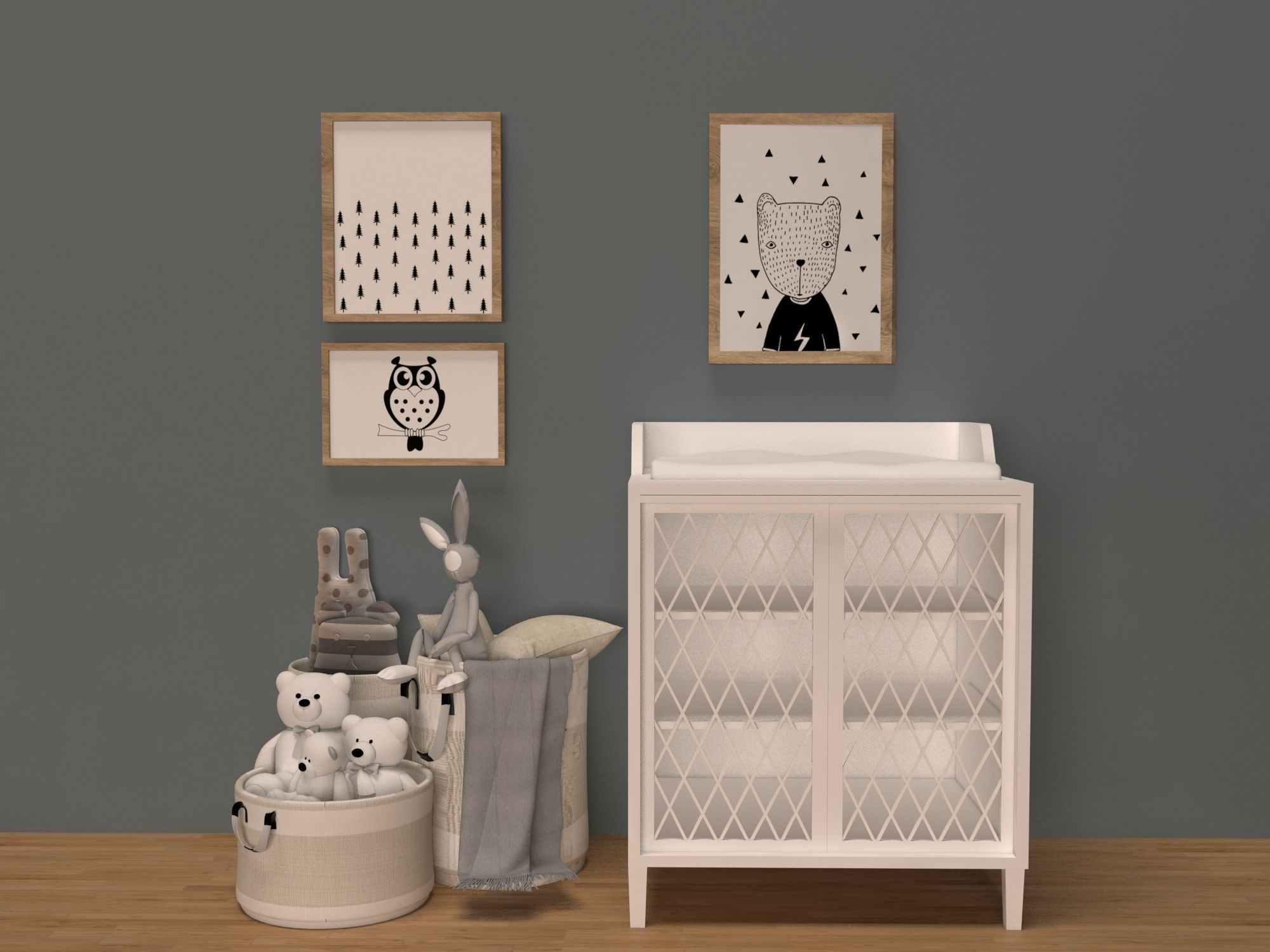 Leander baby furniture set 3D  3D model_3